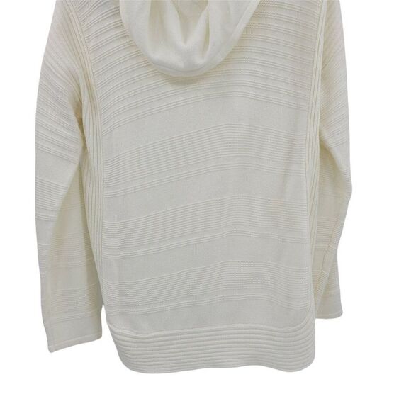 Design History Tunic Sweater Non Itch Cowl Neck Ribbed Striped White Sz L - Picture 6 of 9